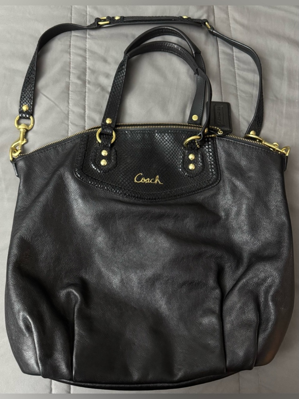 Authentic Coach Black Leather Bag